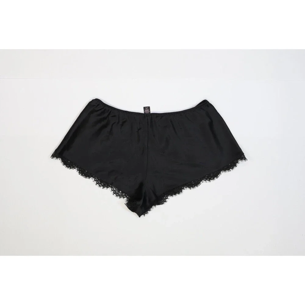 Victoria's Secret Sleep Shorts Womens Medium Black Satin Lace Trim Sleepwear - Picture 4 of 8